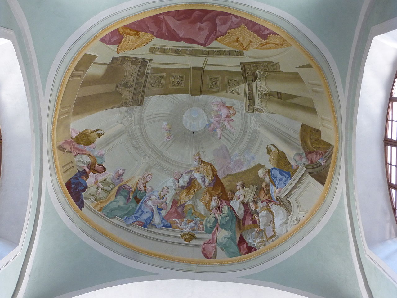 Scénická fresková výzdoba bývalého kolegiátního kostela Kleinmariazell z let 1764-65